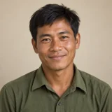 คุณจายหาญ แรงงานไทใหญ่จากเมียนมา ทำนาใน ต.ดอนศิลา อำเภอเวียงชัย