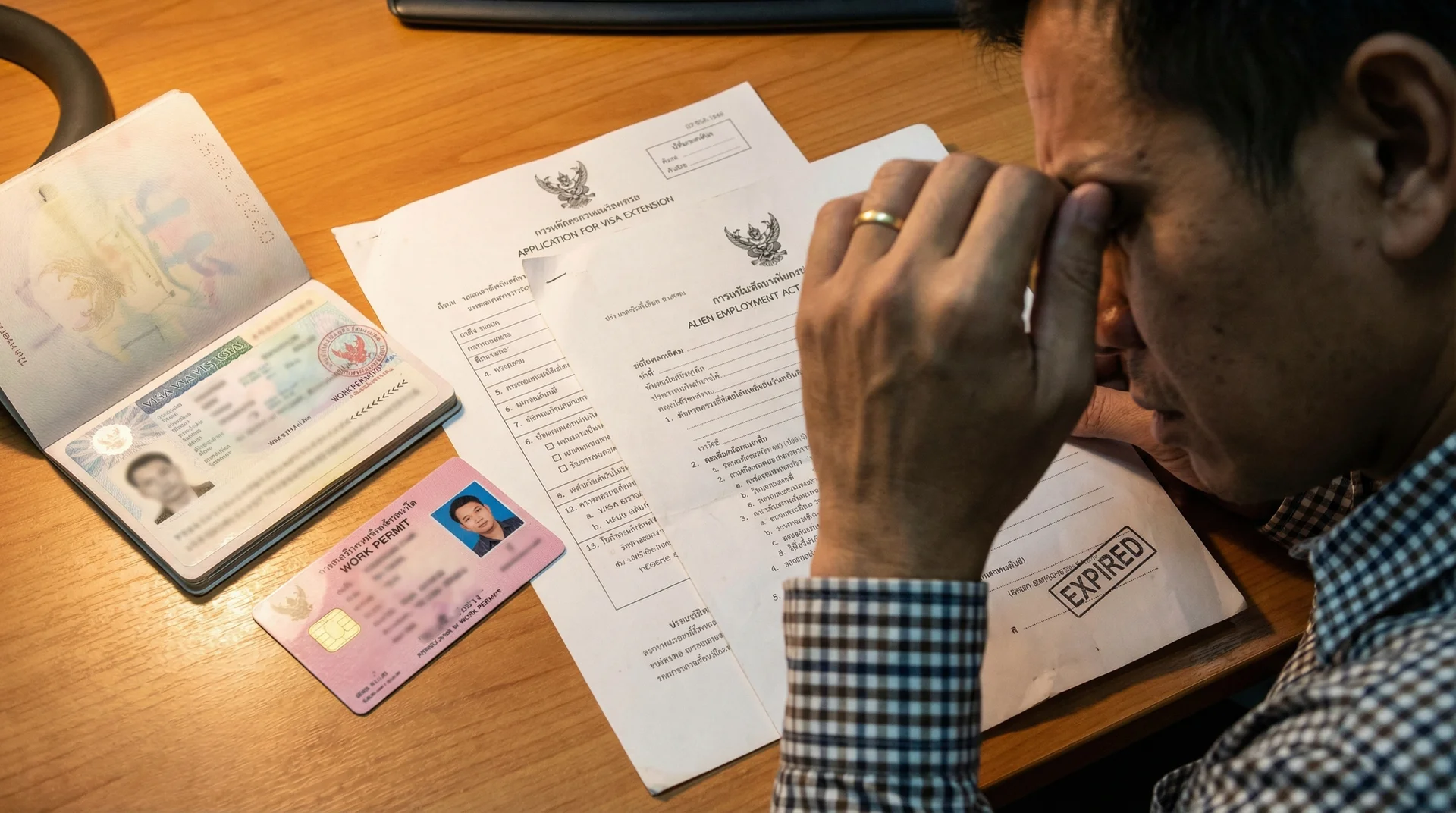เอกสารวีซ่าแรงงานต่างด้าว พาสปอร์ต และใบอนุญาตทำงาน